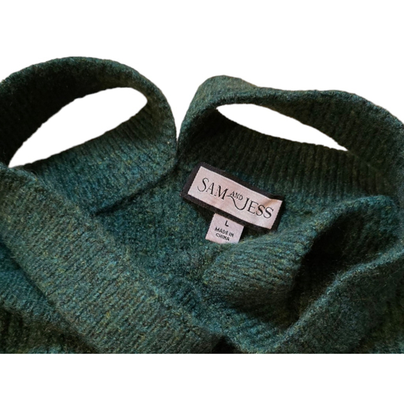 Women's Sam and Jess Long Sleeve Cold-Shoulder Sweater SZ Large Green MSRP $69 - Picture 4 of 7